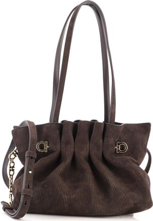 Ferragamo Piercing Shoulder Bag Suede Small