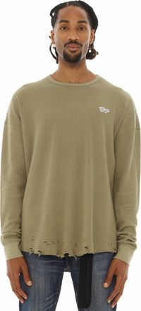 Cult of Individuality Long Sleeve Thermal Shirt In Sage Green