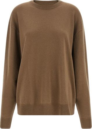 Extreme Cashmere N&deg;476 April Ronde Hals Trui - Dames - Cashmere truien - Bruin - ONE Size - Wol - Truien & Vesten