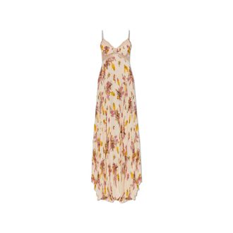 Blumarine Maxi Dresses, female, Beige, Size: 2XS Off-shoulder Dress