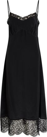Simone Rocha Simone Rocha Lace-trimmed Crepe-de-chine Midi Dress - Black - 10 (UK10 / S)