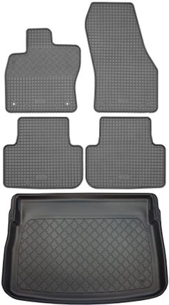 OEM Volkswagen Golf Vii Sportsvan Van (5 Puertas) Desde 05.2014 Set - Alfombrillas De Goma Para Coche + Alfombrilla Para Maletero