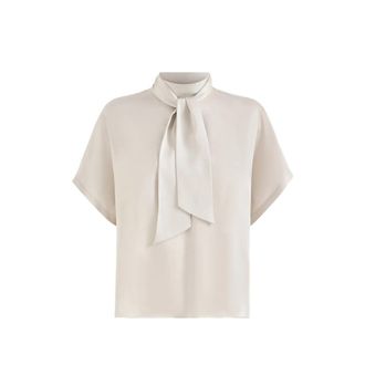Brunello Cucinelli Silk Satin High-neck T-shirt With Monili