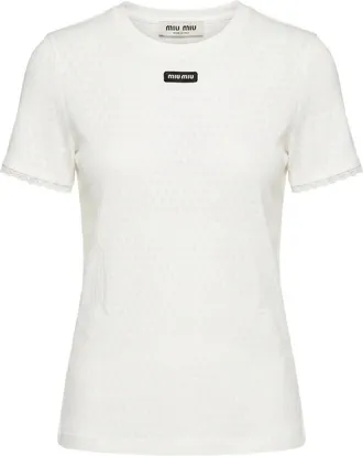 Miu Miu Lace-trim Logo-patch T-shirt