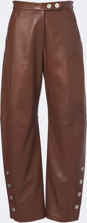 Sportmax Leather barrel-leg pants