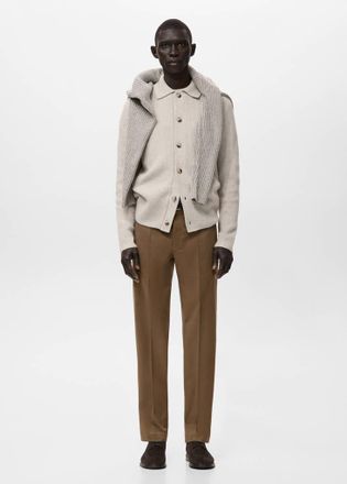 Mango Pantaloni cotone regular-fit cioccolato - Uomo - 44 - MANGO MAN