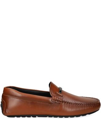 BOSS leather metal-bar loafers - men - Polyamide/Leather/Polyurethane/Polyurethane - 44 - Brown