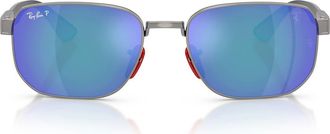 Ray-Ban x Scuderia Ferrari 59mm Polarized Mirrored Irregular Sunglasses in Gunmetal /Polar Grey at Nordstrom
