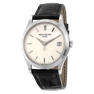 Patek Philippe Pre-owned Patek Philippe Calatrava Opaline White Dial Mens Watch 5296G-010