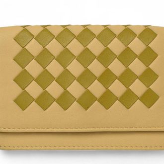 Bottega Veneta Intrecciato Beige Khaki Multi-Color Leather Coin Purse/Coin Case (Pre-Owned)
