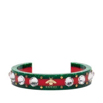 Gucci Pre-owned Gucci Resin and Strass Web Bee Cuff Bracelet Ladies OBD63EJHZEPM4FWE