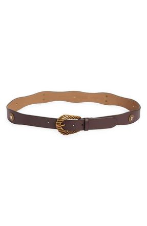 Treasure & Bond Aria Concho Leather Belt in Brown Malicacia- Gold at Nordstrom, Size X-Large