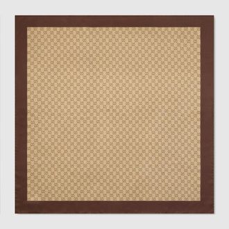 Gucci Printed Silk Twill Carr&eacute;, Beige, Silk