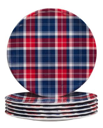 Certified International Patriotic Plaid Melamine Salad Plates (Set Of 6)
