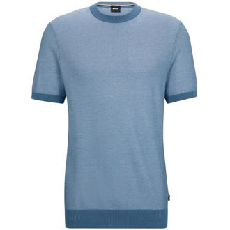 HUGO BOSS Heren Tantino Gebreid T-Shirt (Lichtblauw)