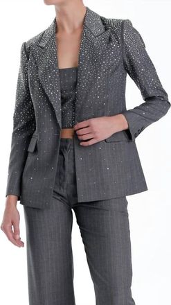 Karina Grimaldi Zoe Rhinestone Blazer In Smoke Gray