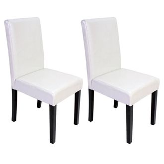 Hhg Hhg - Juego De 2 Sillas De Comedor Silla De Cocina Littau, Cuero, Blanco, Patas Oscuras