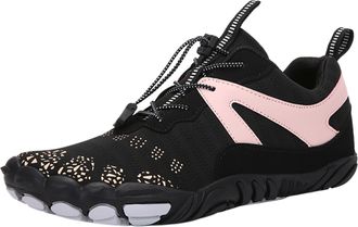 Generic Large Size Women Mesh Flat Round Toe Wading Fitness Sports Water Shoes Outdoor Versatile Five Toe Hiking Sneakers (6.5) Hot Pink