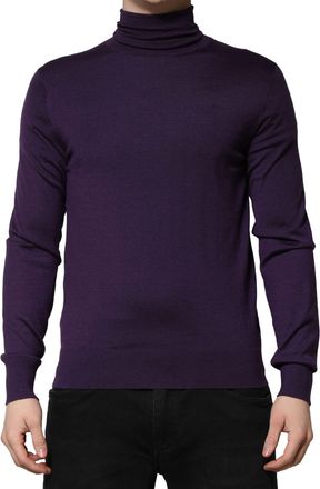 Dolce & Gabbana Purple Cashmere Turtleneck Pullover Mens Sweater