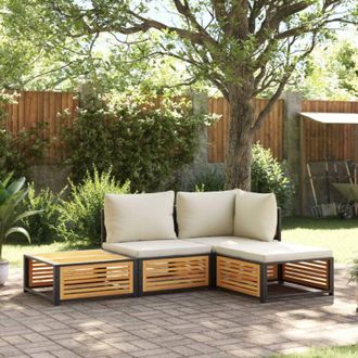 vidaXL Vidaxl - Set Sof&aacute;s De Jard&iacute;n Con Cojines 4 Pzas Madera Maciza De Acacia