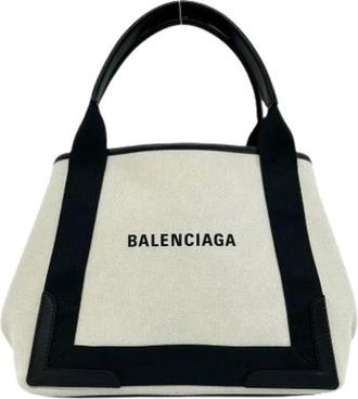 Balenciaga Pre-owned Vintage Canvas Tote Bag - Dames - Vintage Shopper - Wit - ONE Size - Leer - Vintage