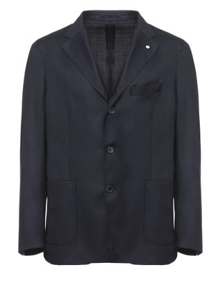 Lubiam Blue Classic Lapel Wool Blazer