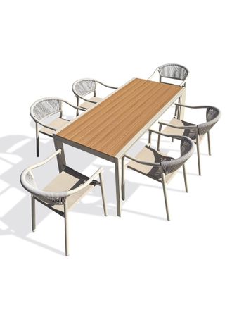 DCB Garden Tonga - Conjunto De Comedor De Jard&iacute;n De Aluminio Para 4 Personas - Antracita - Dcb Garden