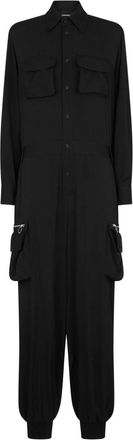 Dsquared2 wide-leg cargo jumpsuit - women - Acetate/Silk - 36 - Black