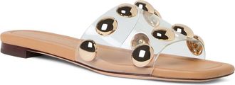 Loeffler Randall Hayes Studded Slide Sandal (Women) in Clear/dune/champagne at Nordstrom, Size 7
