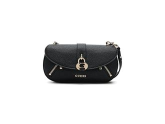 Guess Jessa Flap Crossbody Cross Body Womens Handbags Black, Polyurethane