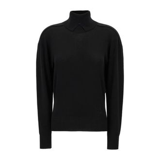 Burberry Turtlenecks, female, Black, Size: L Ribbed Turtleneck Sweater