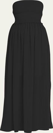 Ramy Brook Calista Smocked Strapless Side-Split Coverup Dress
