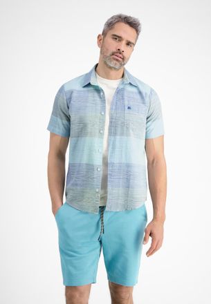 Lerros Kurzarmhemd LERROS LERROS Kurzarmhemd *Slub Karo*, Herren, Gr. M, Normalgr&ouml;ssen, blau (tinted aqua), 100% Baumwolle, Hemden Kurzarmhemd