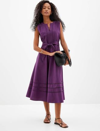 Contemporaine Womens Mesh ribbon poplin dress