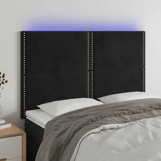 vidaXL Cabecero Con Luces Led Terciopelo Negro 144x5x118/128 Cm Vidaxl