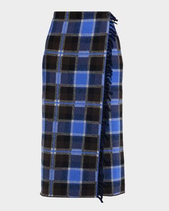 Guest In Residence Tartan Midi Wrap Skirt