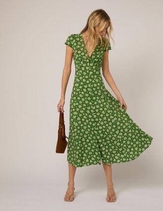 Nobody's Child Green Floral Avery Midi Dress