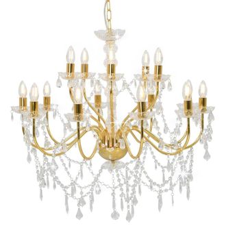Berkfield Home Chandelier 2-layer Golden 15 x E14 Bulbs in Gold