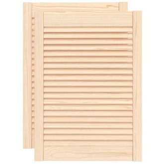 vidaXL Vidaxl - Puertas De Armario De Lamas 2 Uds Madera De Pino 69x49,4 Cm