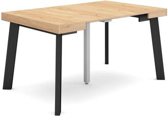 Skraut Home Mesa Consola Extensible, Mesa Comedor Plegable, 140, Para 6 Comensales, Patas De Madera, Estilo Moderno, Roble Y Negro - Skraut Home