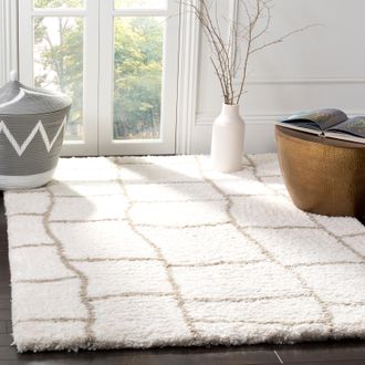 Safavieh Toronto Shag Hand Made Area Rug, Ivory / Silver Shag Flokati Style Non-Shedding