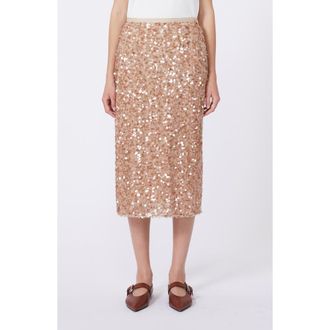 Max Mara Docchio Sequin Midi Skirt in Beige at Nordstrom, Size X-Large