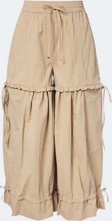 Ganni Ruffled cotton-blend wide-leg pants