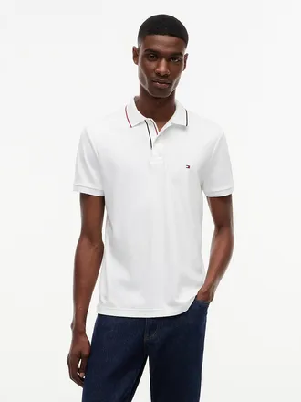 Tommy Hilfiger Mens Slim Fit Smooth Cotton Polo - White - XL