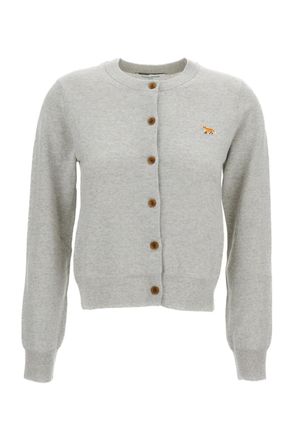 Maison Kitsun&eacute; Grey Baby Fox Merino Wool Cardigan