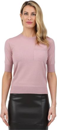 Max Mara Korte mouw ronde hals top met zak - Dames - T-shirts - Roze - S - Tops