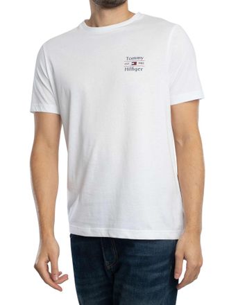 Tommy Hilfiger Mens Short Sleeve Round Neck Stack T-Shirt, White (White), M