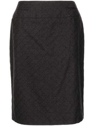 Chanel 2004 diamond-pattern pencil skirt - Black