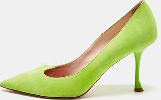 Roger Vivier Green Suede Pointed Toe Pumps