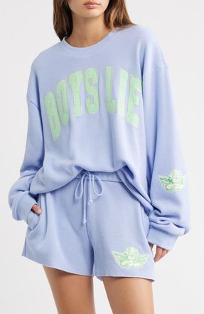 Boys Lie Razzle Dazzle Graphic Waffle Sweatshirt in Lilac at Nordstrom, Size X-Small/small